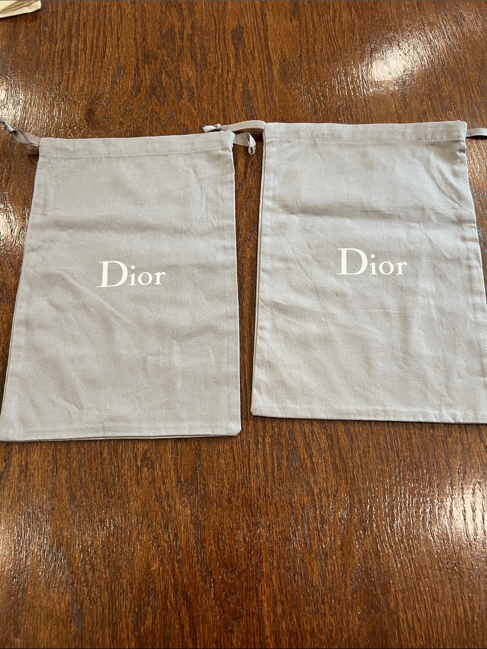 Dior Light Gray Drawstring Dust Bag Pair for shoes